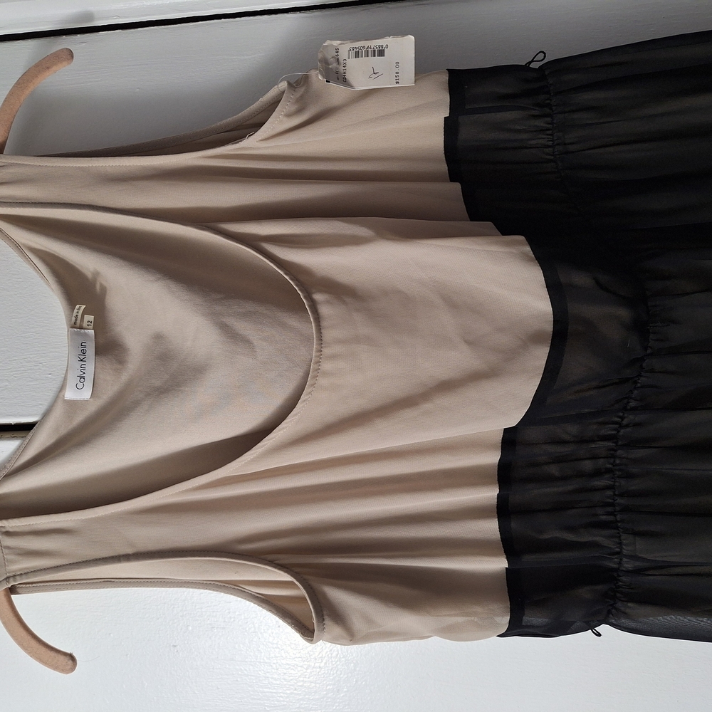 Calvin Klein Black and Tan Maxi A-Line Dress - Picture 3 of 6